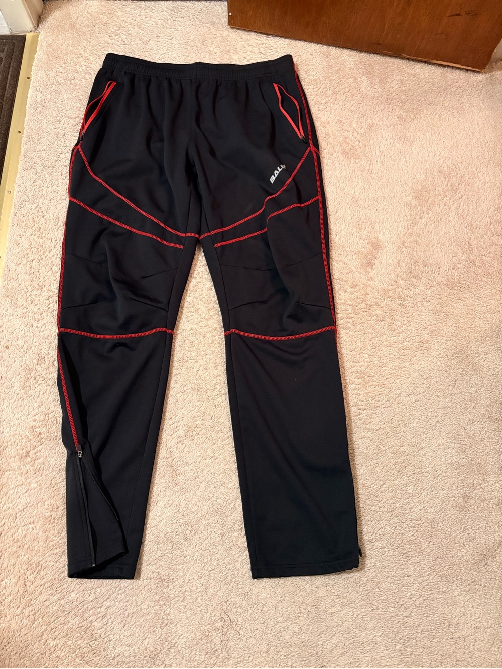 Baleaf Black Jogger Pants with Red Piping(bc20)